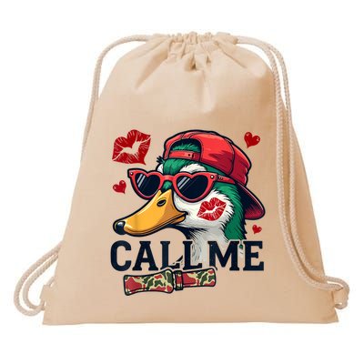 Call Me Valentines Duck Hunting Lover For Hunter Drawstring Bag