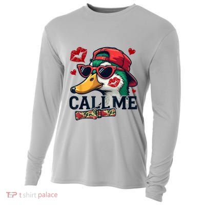 Call Me Valentines Duck Hunting Lover For Hunter Cooling Performance Long Sleeve Crew