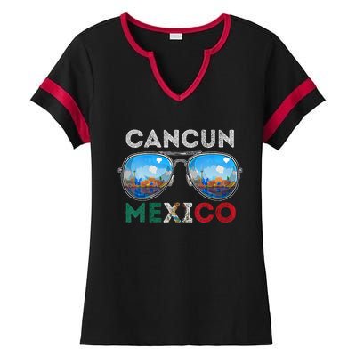 Cancun Mexico Vacation Summer Family Vintage Sunglasses Ladies Halftime Notch Neck Tee