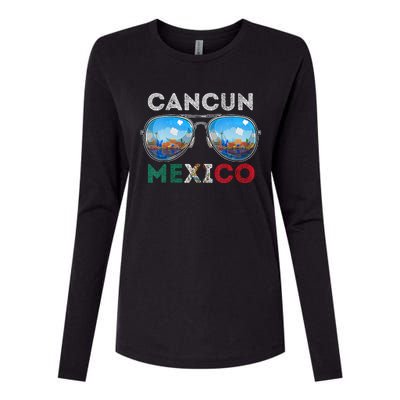 Cancun Mexico Vacation Summer Family Vintage Sunglasses Womens Cotton Relaxed Long Sleeve T-Shirt