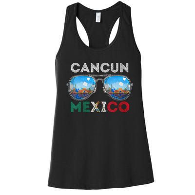 Cancun Mexico Vacation Summer Family Vintage Sunglasses Women's Racerback Tank