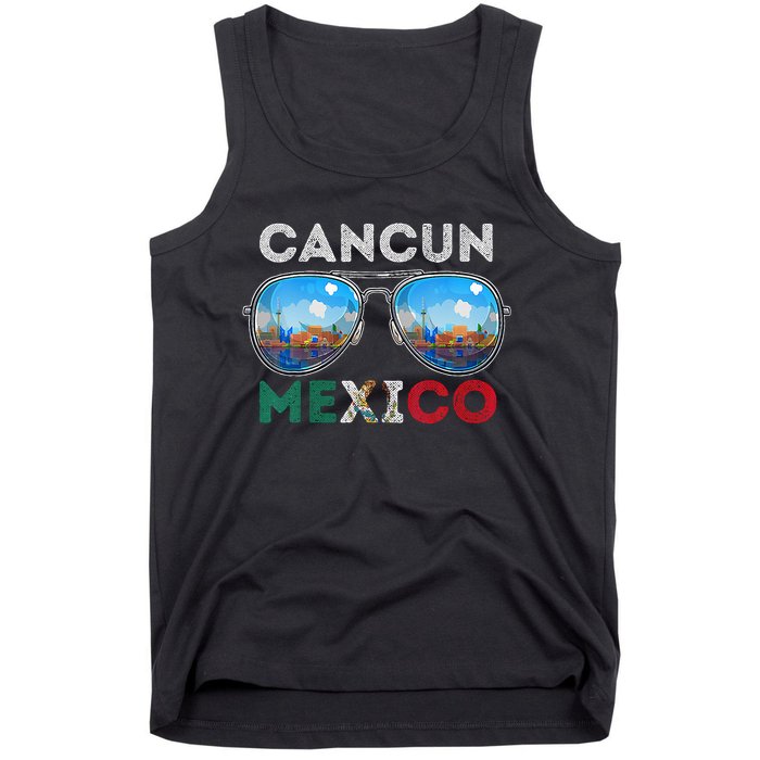 Cancun Mexico Vacation Summer Family Vintage Sunglasses Tank Top