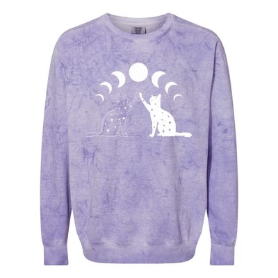 Cat Moon Vintage Witchy Cat Lovers And Celestial Enthusiasts Colorblast Crewneck Sweatshirt