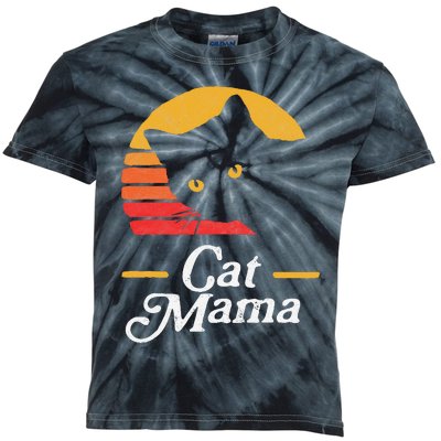 Cat Mama Vintage Eighties Style Cat Kids Tie-Dye T-Shirt