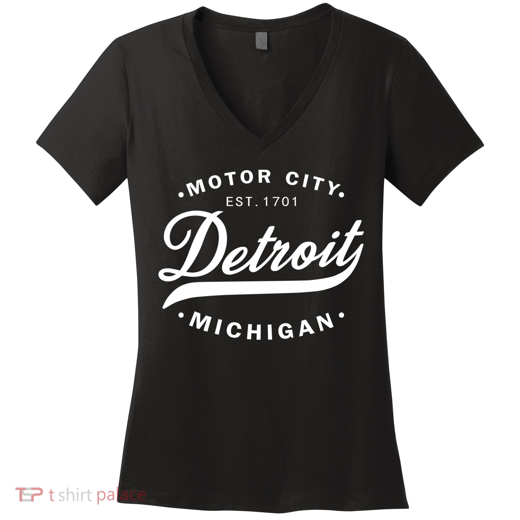 Classic Michiganians Vintage Detroit Motor City Michigan Mi Women's V-Neck T-Shirt