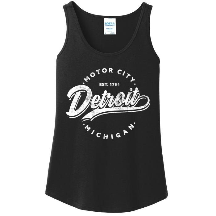 Classic Michiganians Vintage Detroit Motor City Michigan Mi Ladies Essential Tank