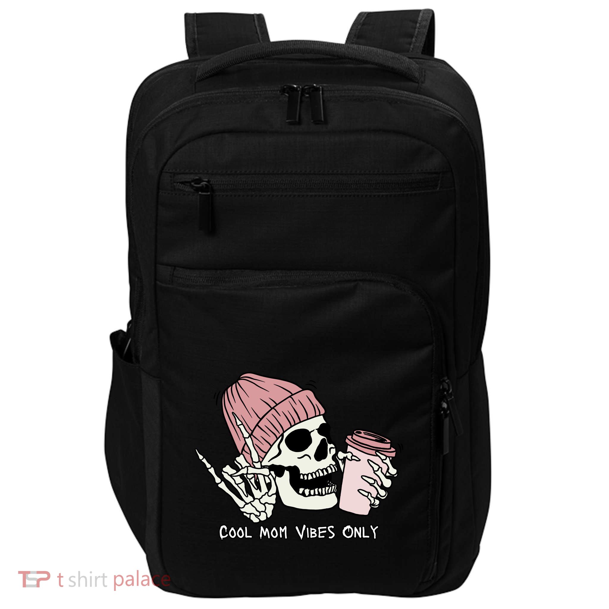 Cool Mom Vibes Only Skeleton Coffee Lover Impact Tech Backpack