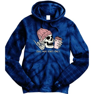 Cool Mom Vibes Only Skeleton Coffee Lover Tie Dye Hoodie