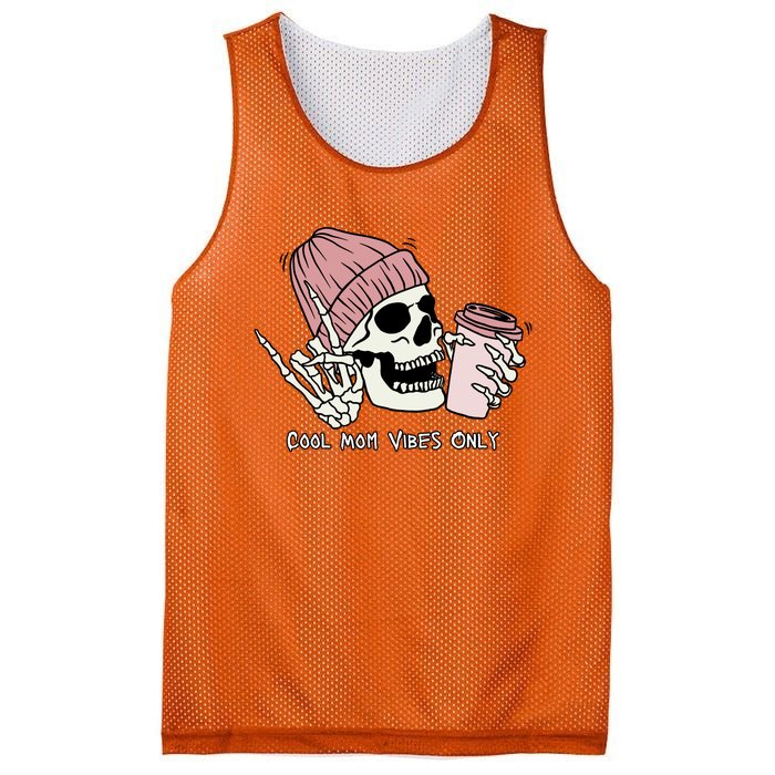 Cool Mom Vibes Only Skeleton Coffee Lover Mesh Reversible Basketball Jersey Tank