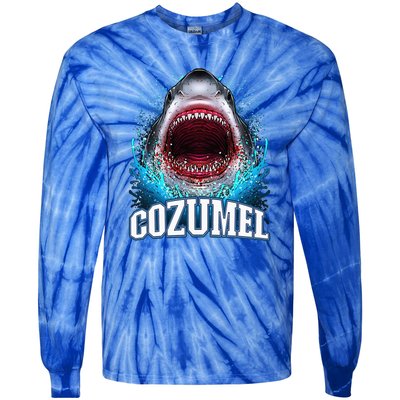 Cozumel Mexico Vacation Great White Shark Beach Cruise Trip Tie-Dye Long Sleeve Shirt