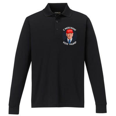 C’Mon Man! Vote Trump Biden Minimalist Political Satire Performance Long Sleeve Polo