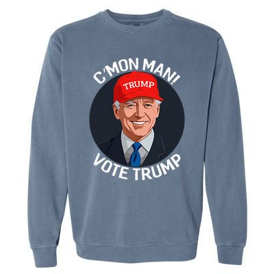 C’Mon Man! Vote Trump Biden Minimalist Political Satire Garment-Dyed Sweatshirt