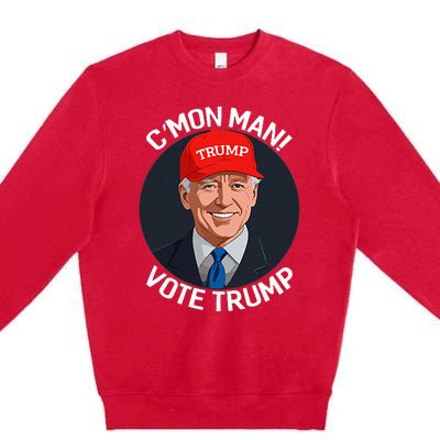 C’Mon Man! Vote Trump Biden Minimalist Political Satire Premium Crewneck Sweatshirt