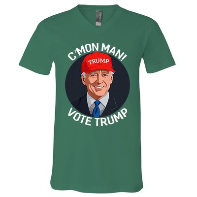 C’Mon Man! Vote Trump Biden Minimalist Political Satire V-Neck T-Shirt