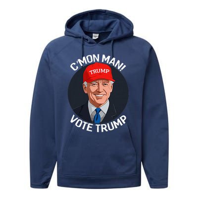 C’Mon Man! Vote Trump Biden Minimalist Political Satire Performance Fleece Hoodie