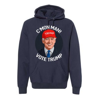 C’Mon Man! Vote Trump Biden Minimalist Political Satire Premium Hoodie