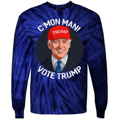 C’Mon Man! Vote Trump Biden Minimalist Political Satire Tie-Dye Long Sleeve Shirt