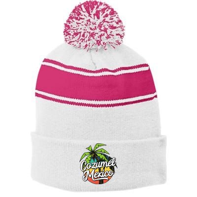 Cozumel Mexico Vacation Stripe Pom Pom Beanie