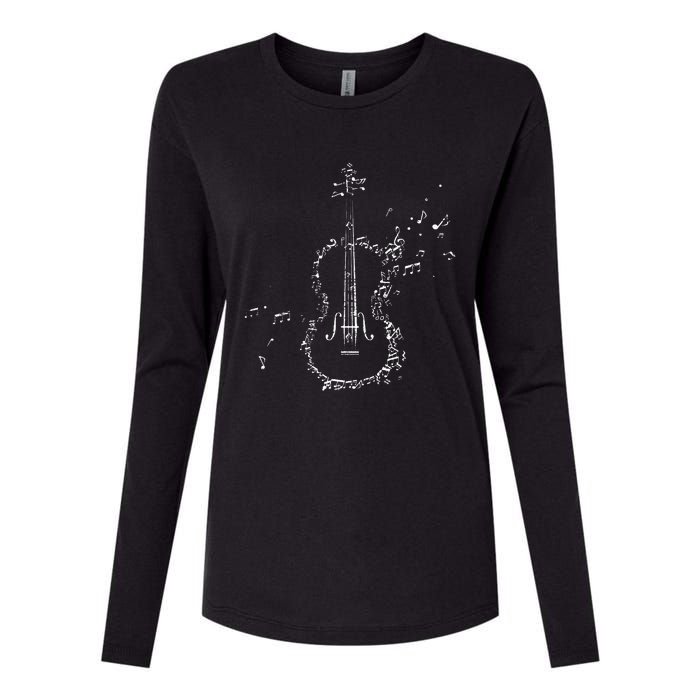 Classical Music Violin Player Gift Orchestra Violin Womens Cotton Relaxed Long Sleeve T-Shirt