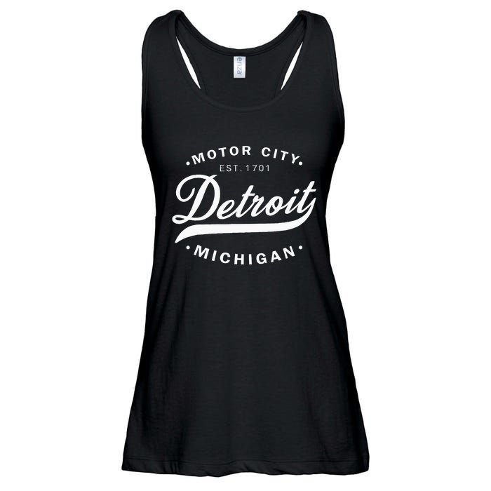 Classic Michiganians Vintage Detroit Motor City Michigan Mi Ladies Essential Flowy Tank