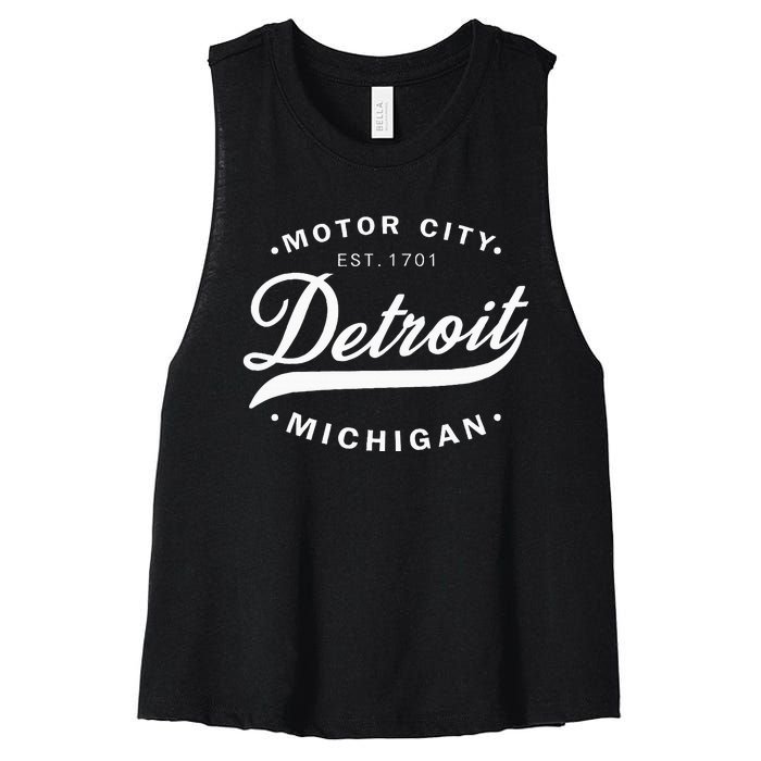 Classic Michiganians Vintage Detroit Motor City Michigan Mi Women's Racerback Cropped Tank