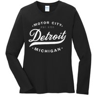 Classic Michiganians Vintage Detroit Motor City Michigan Mi Ladies Long Sleeve Shirt