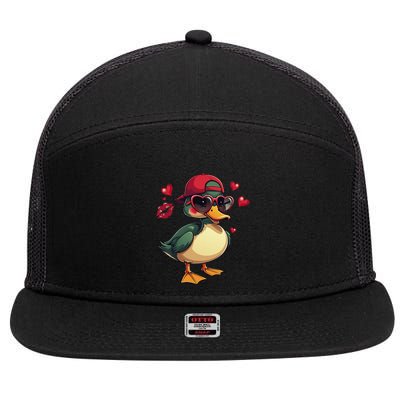 Call Me Valentines Duck Hunting Lover 7 Panel Mesh Trucker Snapback Hat