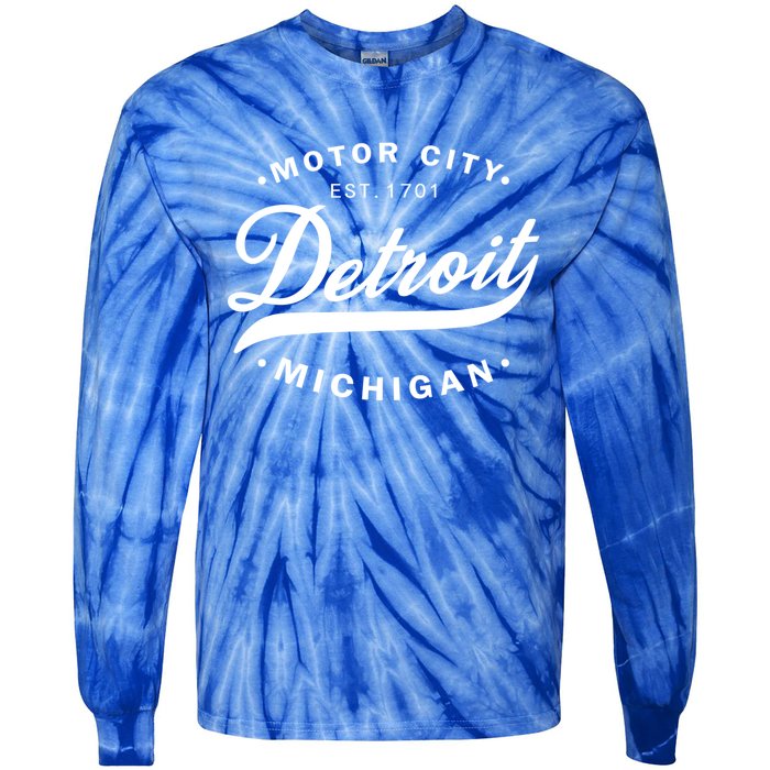 Classic Michiganians Vintage Detroit Motor City Michigan Mi Gift Tie-Dye Long Sleeve Shirt