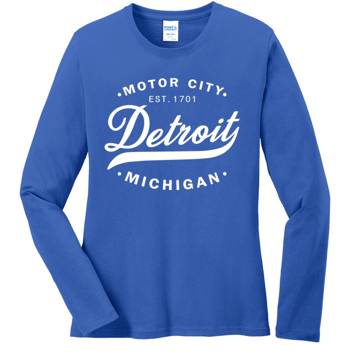 Classic Michiganians Vintage Detroit Motor City Michigan Mi Gift Ladies Long Sleeve Shirt