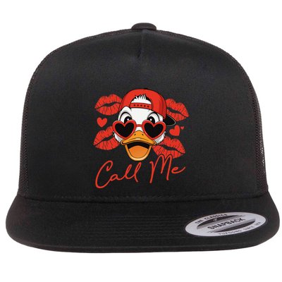 Call Me Valentines Duck Hunting Lover For Hunter Flat Bill Trucker Hat