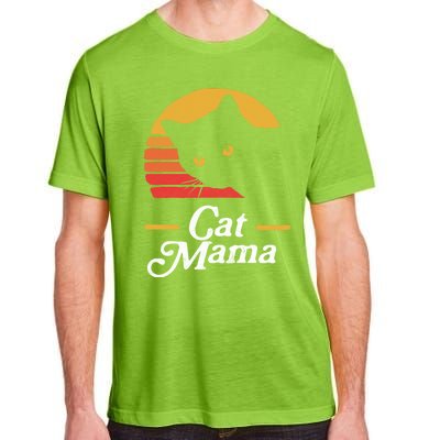 Cat Mama Vintage Eighties Style Cat Retro Distressed Gift Adult ChromaSoft Performance T-Shirt