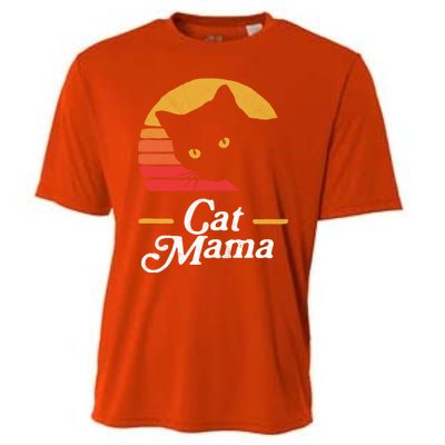 Cat Mama Vintage Eighties Style Cat Retro Distressed Gift Cooling Performance Crew T-Shirt