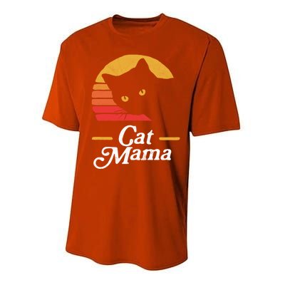 Cat Mama Vintage Eighties Style Cat Retro Distressed Gift Performance Sprint T-Shirt