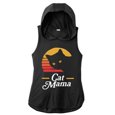 Cat Mama Vintage Eighties Style Cat Retro Distressed Gift Ladies PosiCharge Tri-Blend Wicking Draft Hoodie Tank