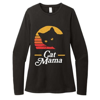 Cat Mama Vintage Eighties Style Cat Retro Distressed Gift Womens CVC Long Sleeve Shirt