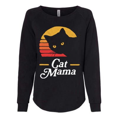 Cat Mama Vintage Eighties Style Cat Retro Distressed Gift Womens California Wash Sweatshirt