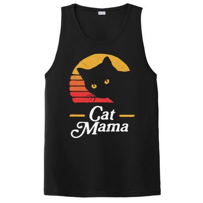 Cat Mama Vintage Eighties Style Cat Retro Distressed Gift PosiCharge Competitor Tank