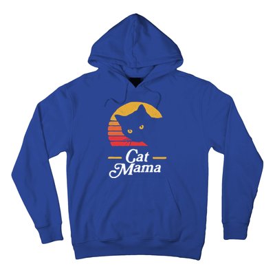 Cat Mama Vintage Eighties Style Cat Retro Distressed Gift Hoodie