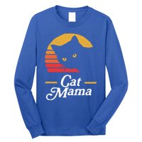 Cat Mama Vintage Eighties Style Cat Retro Distressed Gift Long Sleeve Shirt