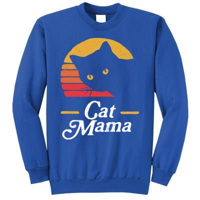 Cat Mama Vintage Eighties Style Cat Retro Distressed Gift Sweatshirt