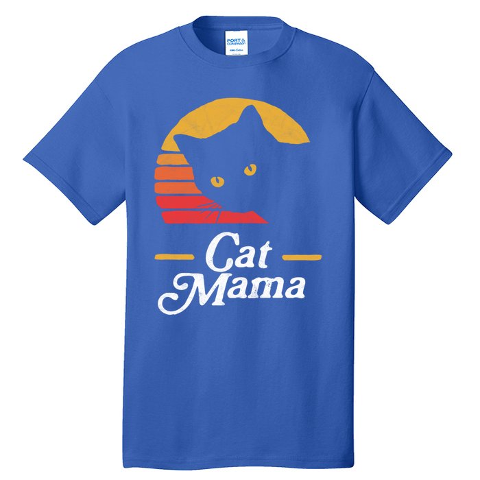 Cat Mama Vintage Eighties Style Cat Retro Distressed Gift Tall T-Shirt