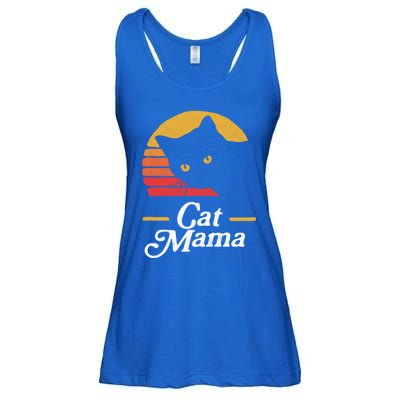 Cat Mama Vintage Eighties Style Cat Retro Distressed Gift Ladies Essential Flowy Tank