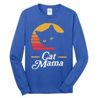 Cat Mama Vintage Eighties Style Cat Retro Distressed Gift Tall Long Sleeve T-Shirt