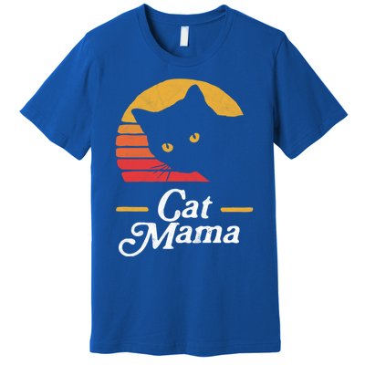 Cat Mama Vintage Eighties Style Cat Retro Distressed Gift Premium T-Shirt