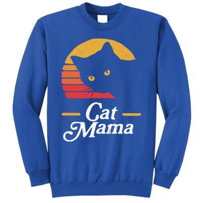 Cat Mama Vintage Eighties Style Cat Retro Distressed Gift Tall Sweatshirt