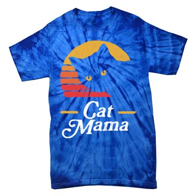 Cat Mama Vintage Eighties Style Cat Retro Distressed Gift Tie-Dye T-Shirt