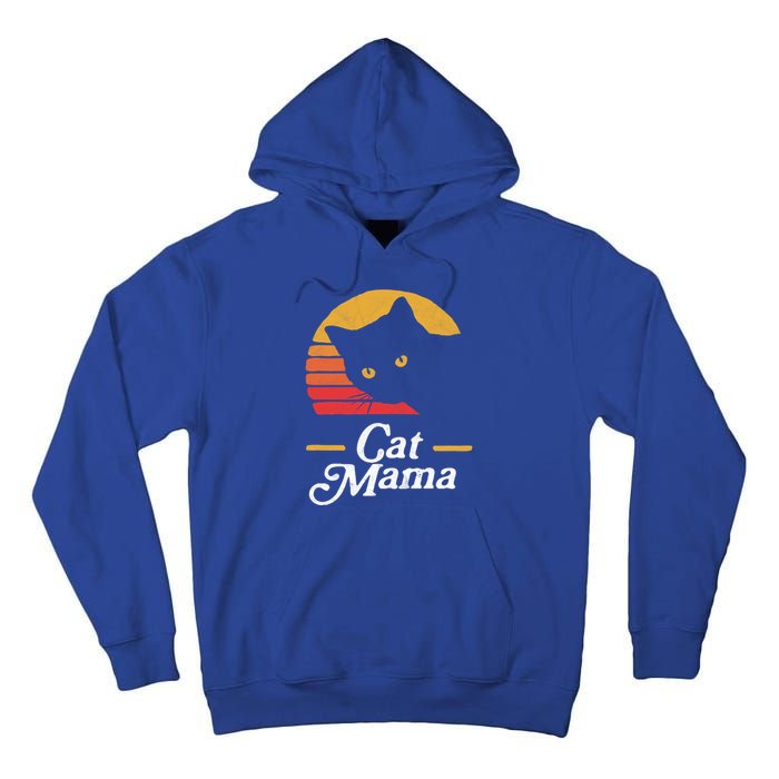 Cat Mama Vintage Eighties Style Cat Retro Distressed Gift Tall Hoodie