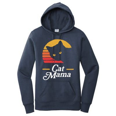 Cat Mama Vintage Eighties Style Cat Retro Distressed Gift Women's Pullover Hoodie