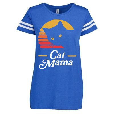 Cat Mama Vintage Eighties Style Cat Retro Distressed Gift Enza Ladies Jersey Football T-Shirt