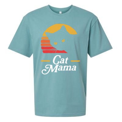 Cat Mama Vintage Eighties Style Cat Retro Distressed Gift Sueded Cloud Jersey T-Shirt